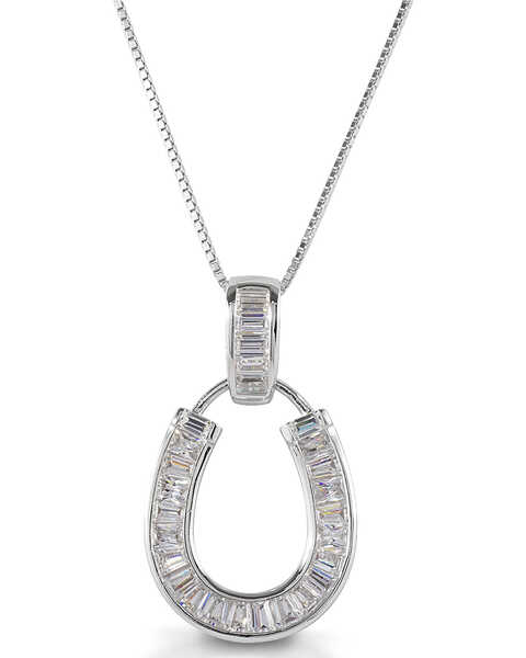  Kelly Herd Women's Baguette Horseshoe Necklace , Silver, hi-res