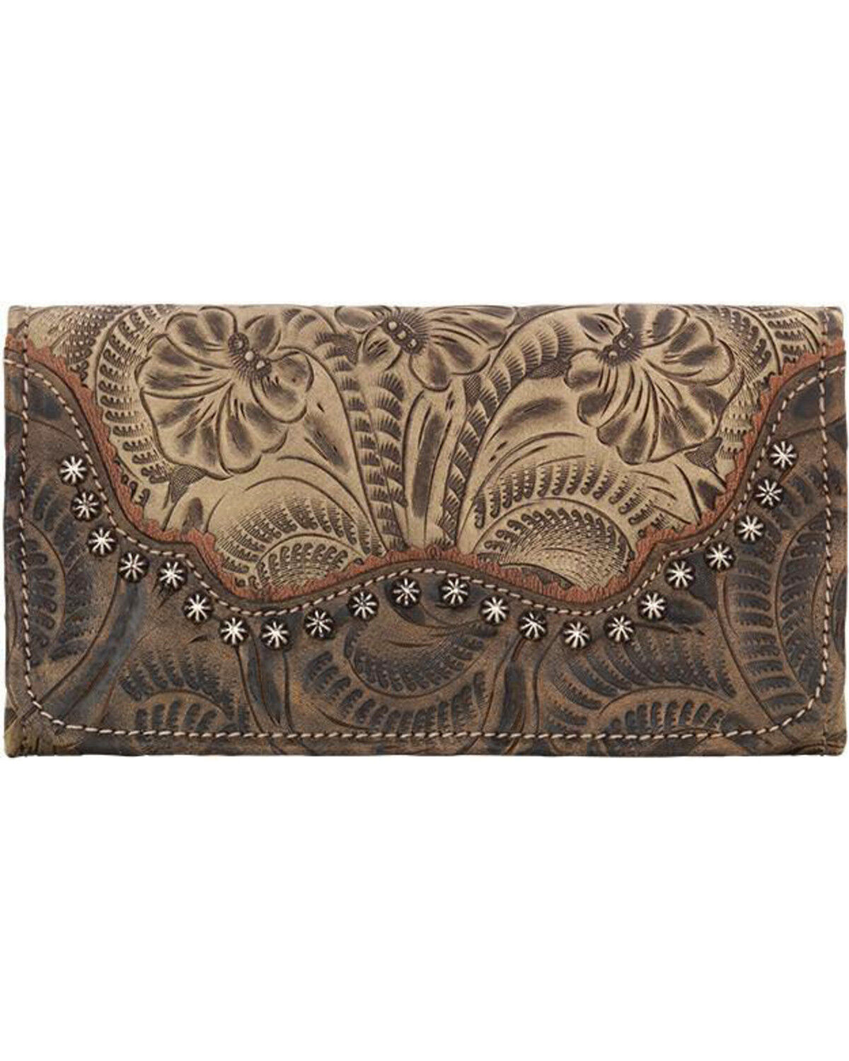 Image #1 - American West Women's Saddle Ridge Tri-Fold Wallet, Sand, hi-res