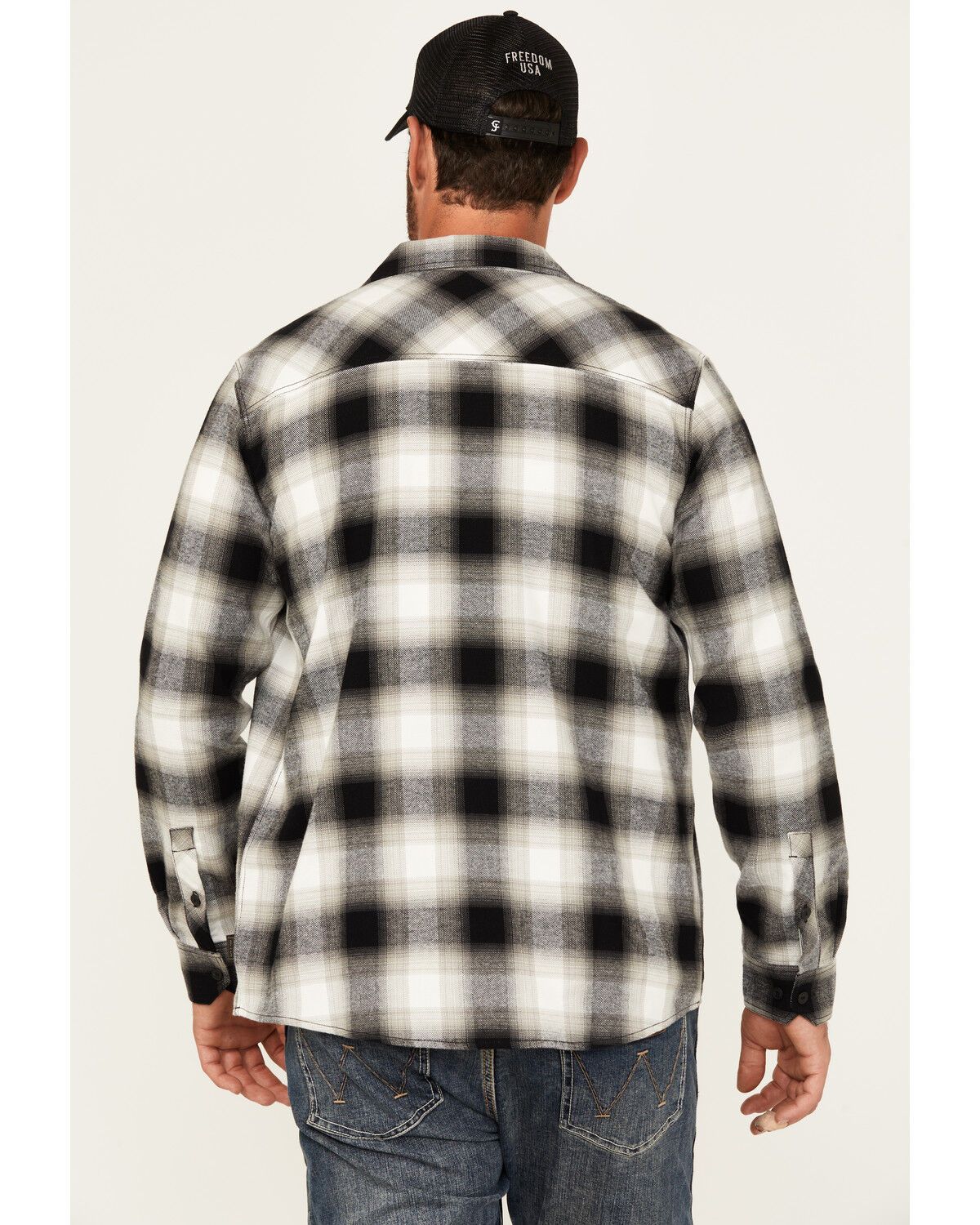 Image #4 - Brothers and Sons Men's Jay Plaid Print Long Sleeve Button-Down Western Shirt, Natural, hi-res