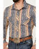 Image #2 - Rock & Roll Denim Men's Serape Striped Print Long Sleeve Stretch Pearl Snap Western Shirt, Grey, hi-res