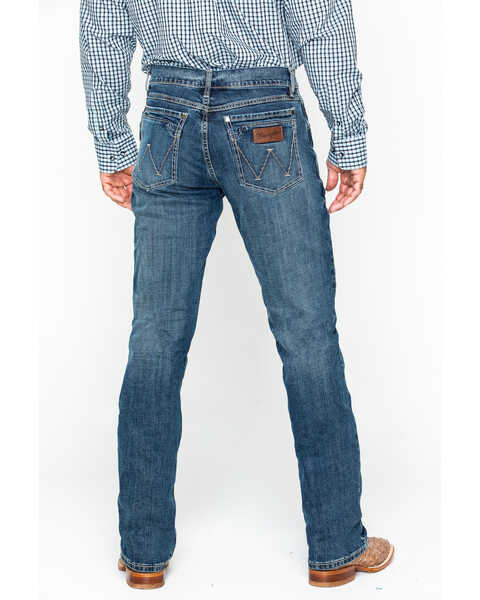 Wrangler Retro Men's Layton Medium Wash Low Rise Slim Bootcut Jeans, Denim, hi-res