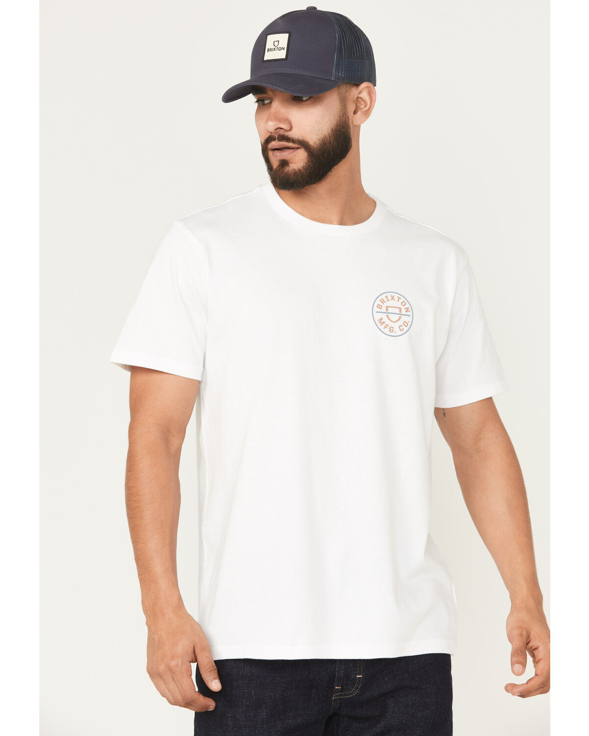 Image #2 - Brixton Men's Crest II Logo Short Sleeve Graphic T-Shirt, White, hi-res