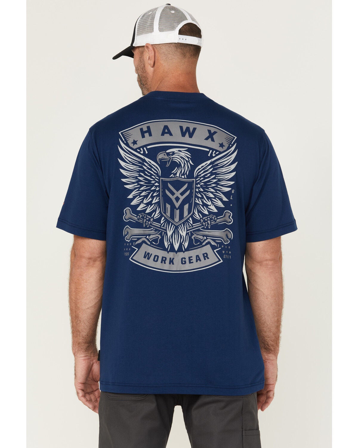 Image #1 - Hawx Men's Eagle Short Sleeve Graphic Work Shirt, Indigo, hi-res