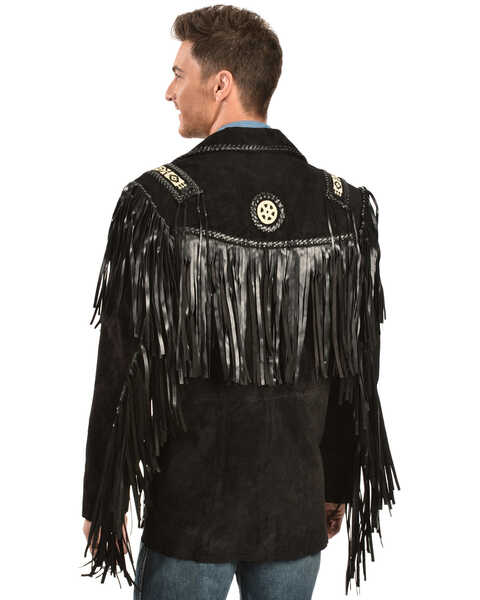 Image #3 - Scully Men's Fringed Suede Leather Coat - Tall, Black, hi-res