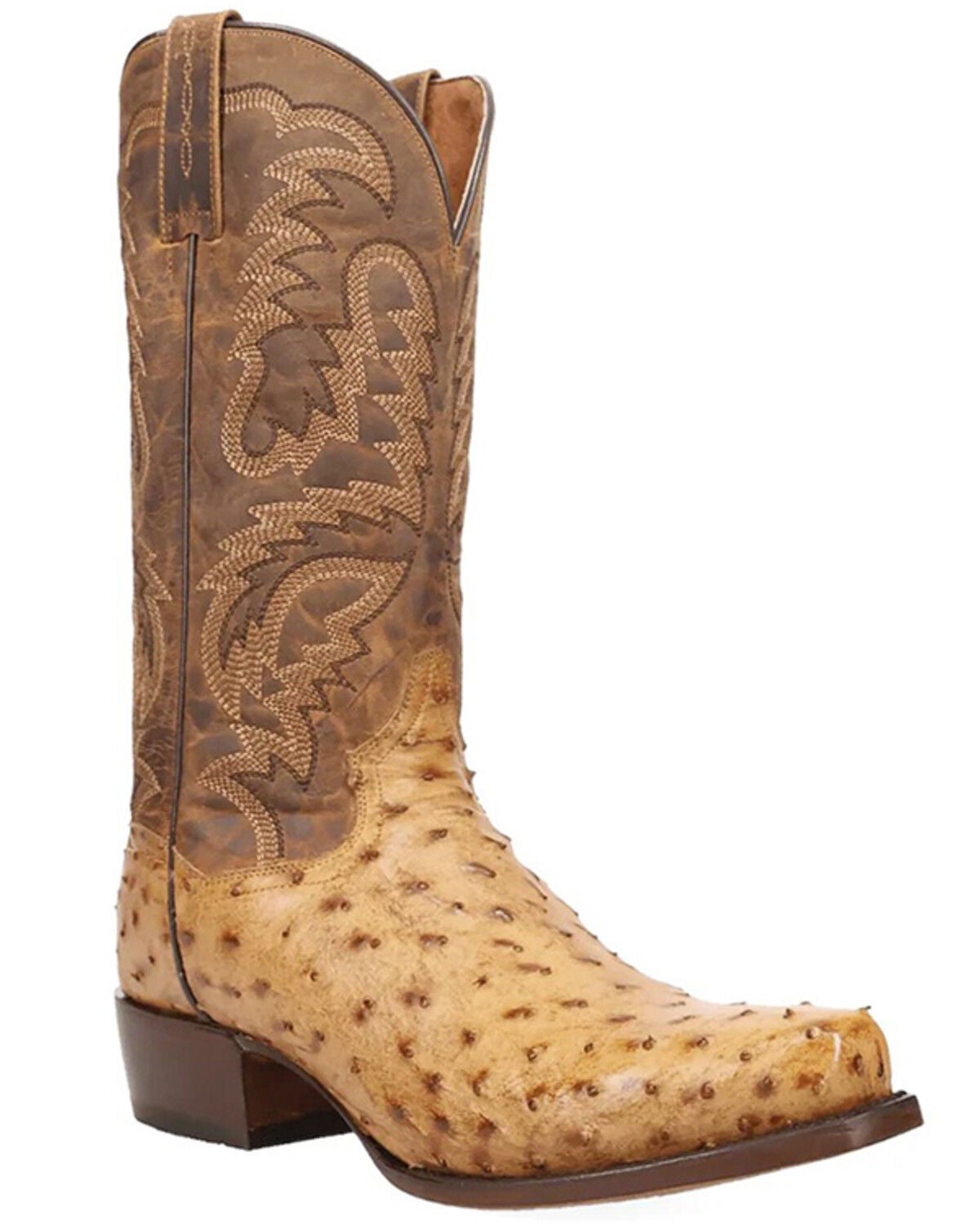 Dan Post Men's Marco Exotic Full-Quill Ostrich Western Boots - Square Toe, Brown, hi-res