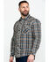 Rock & Roll Denim Men's Teal Washed Yarn Dye Plaid Short Sleeve Western Shirt  , Teal, hi-res