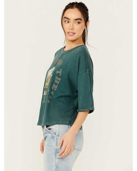 Image #2 - Cleo + Wolf Women's Aria Short Sleeve Boxy Cropped Graphic Tee, Forest Green, hi-res