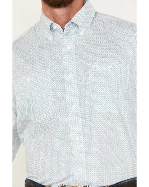 Image #3 - George Strait by Wrangler Men's Geo Print Long Sleeve Button Down Western Shirt, White, hi-res