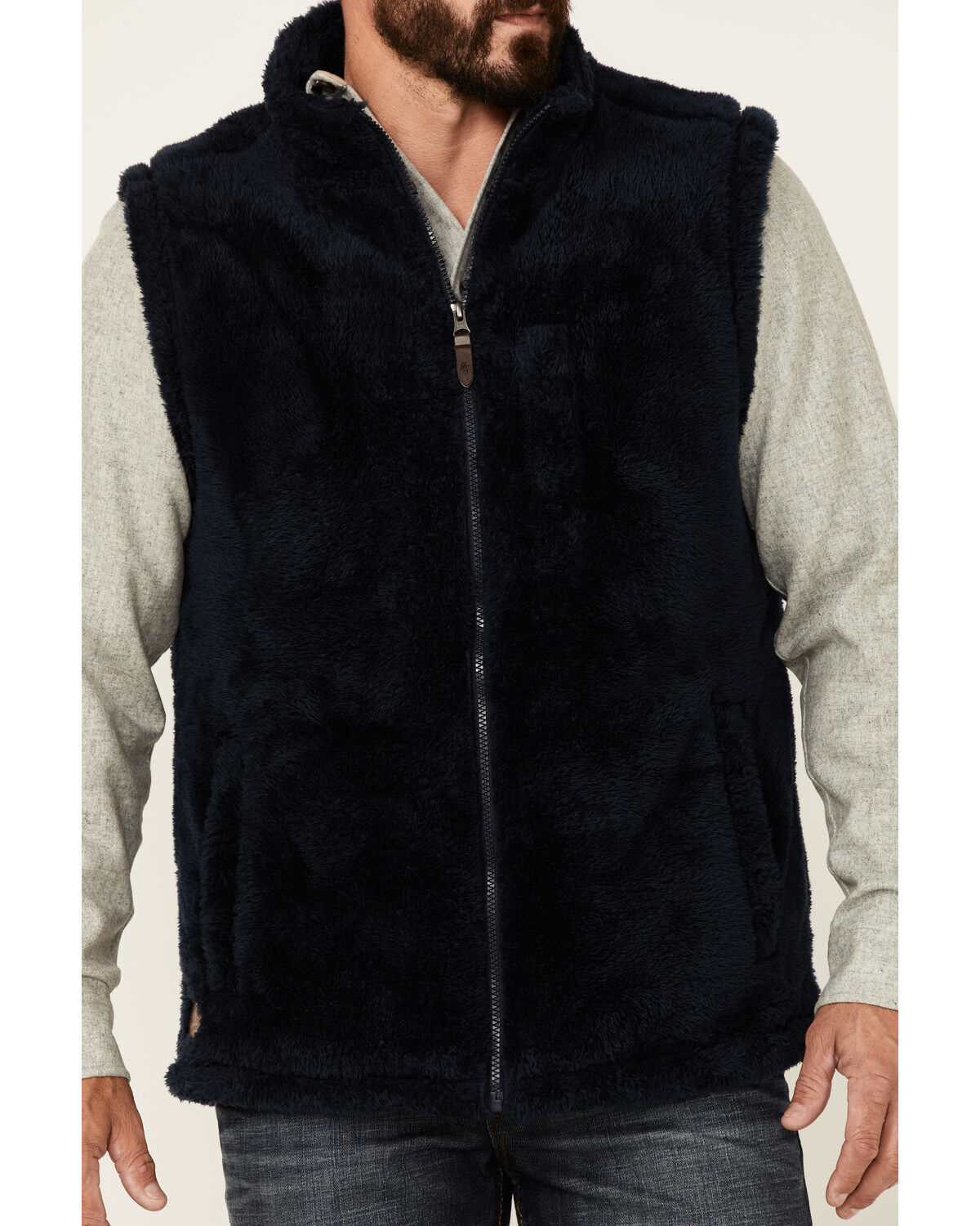 Image #3 - Moonshine Spirit Men's Kern Valley Faux Fur Zip-Front Fleece Vest, Navy, hi-res