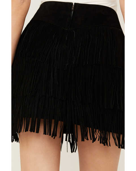 Image #4 - Scully Women's Fringe Tiered Suede Mini Skirt, Black, hi-res