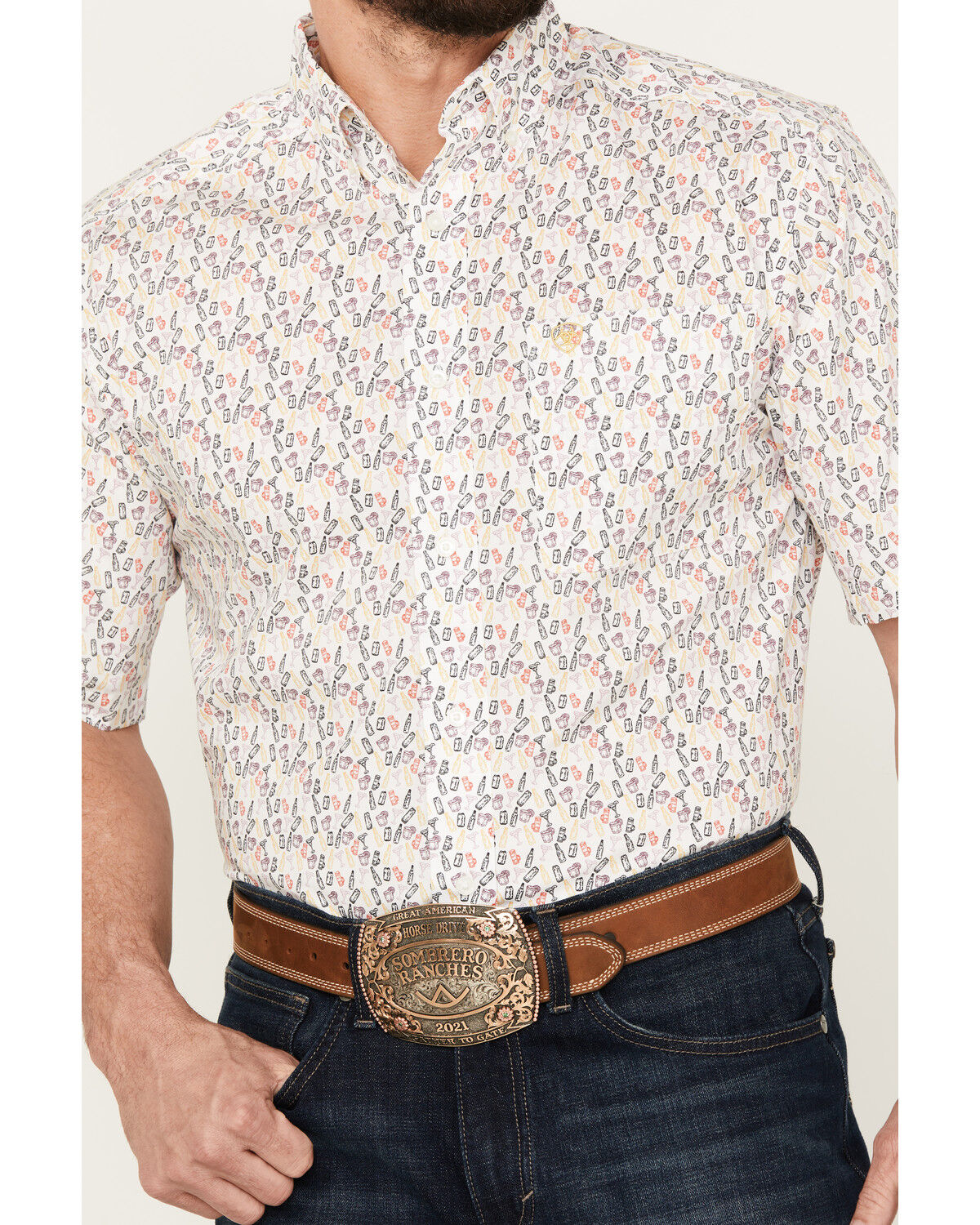 Image #3 - Ariat Men's Danon Print Classic Fit Short Sleeve Button-Down Western Shirt, , hi-res