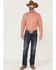 RANK 45 Men's Calgary Geo Print Long Sleeve Button Down Western Shirt , Red, hi-res