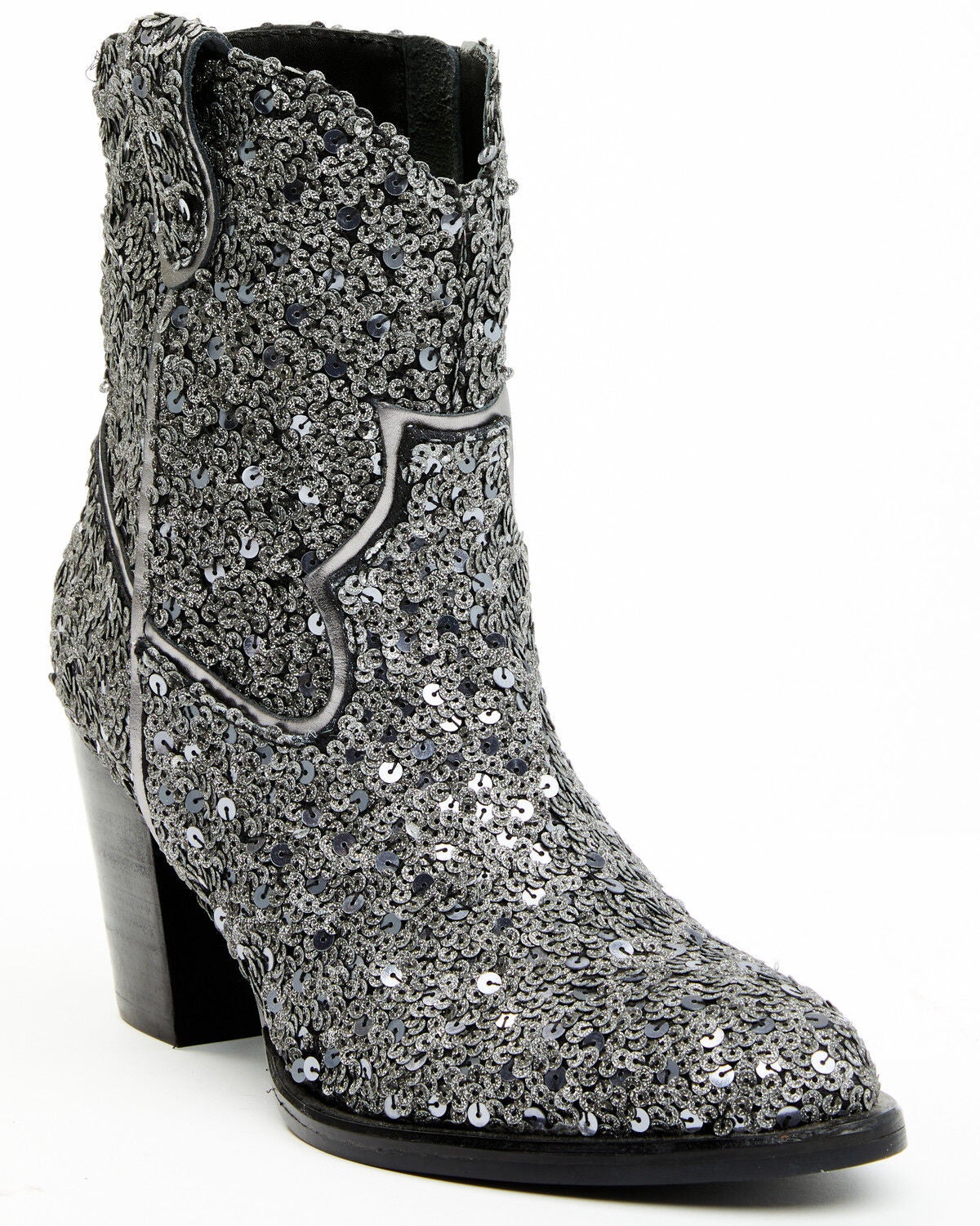 Shyanne Women's Dolly Western Booties - Round Toe, Silver, hi-res