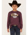 Image #1 - Cinch Boys' Logo Graphic Long Sleeve T-Shirt, Purple, hi-res