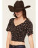 Image #2 - Idyllwind Women's Laredo Floral Print Cropped Blouse, Black, hi-res