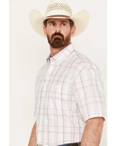 Image #2 - George Strait by Wrangler Men's Plaid Print Short Sleeve Button Down Western Shirt, White, hi-res