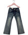 Grace In LA Little Girls' Light Wash Floral Steer Embellished Pocket Bootcut Jeans, , hi-res