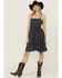 Image #1 - Ariat Women's Calico Chambray Tie Back Mini Dress, Navy, hi-res