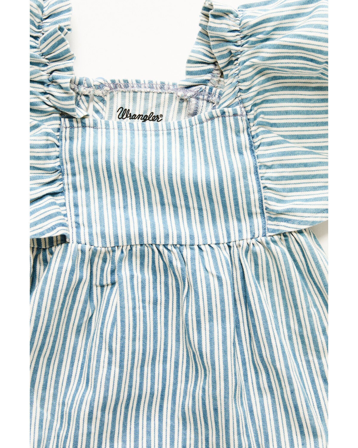 Image #2 - Wrangler Infant Girls' Striped Short Sleeve Denim Dress - 2 Piece, Blue, hi-res