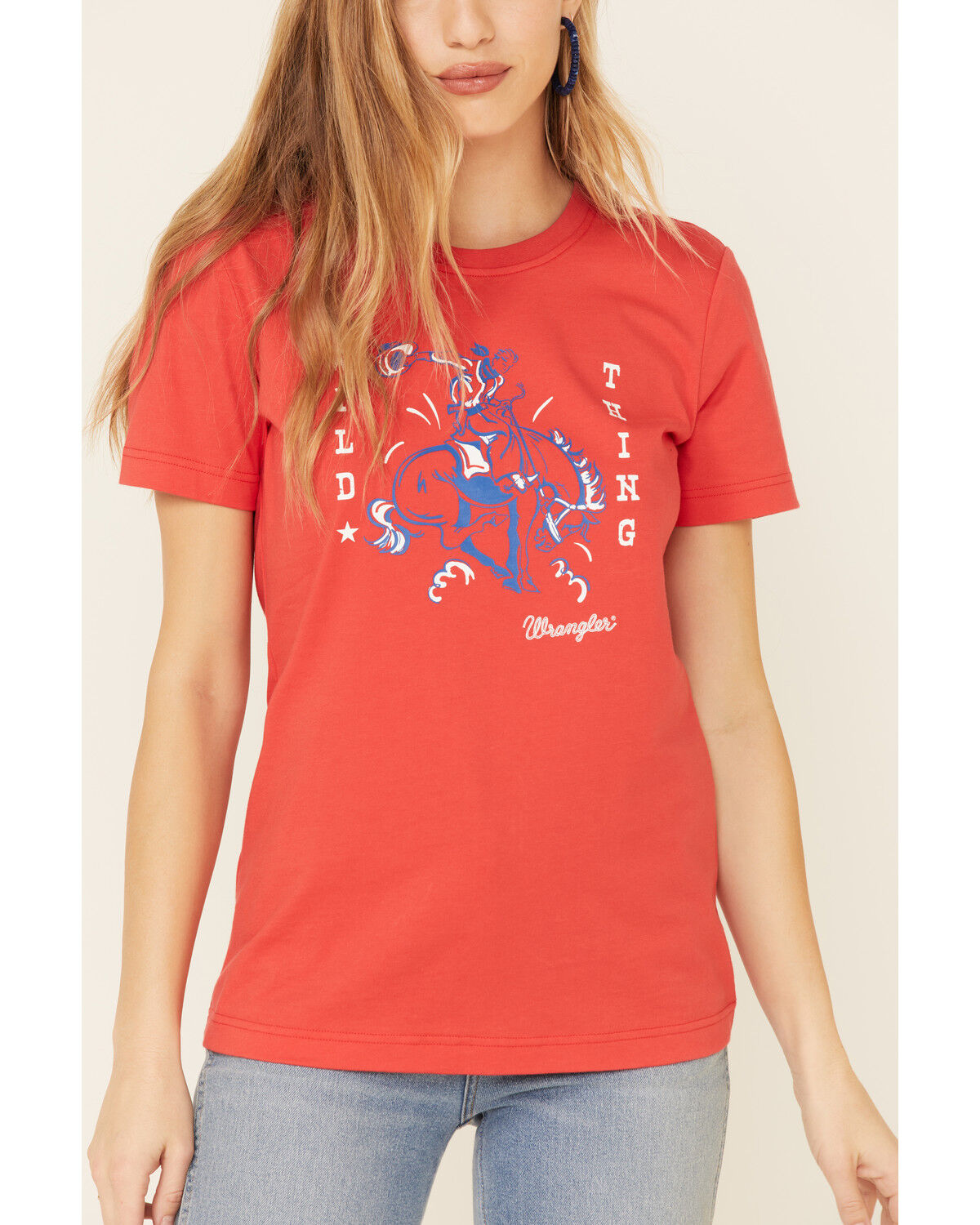 Image #3 - Wrangler Women's Bronco Logo Graphic Tee, Red, hi-res