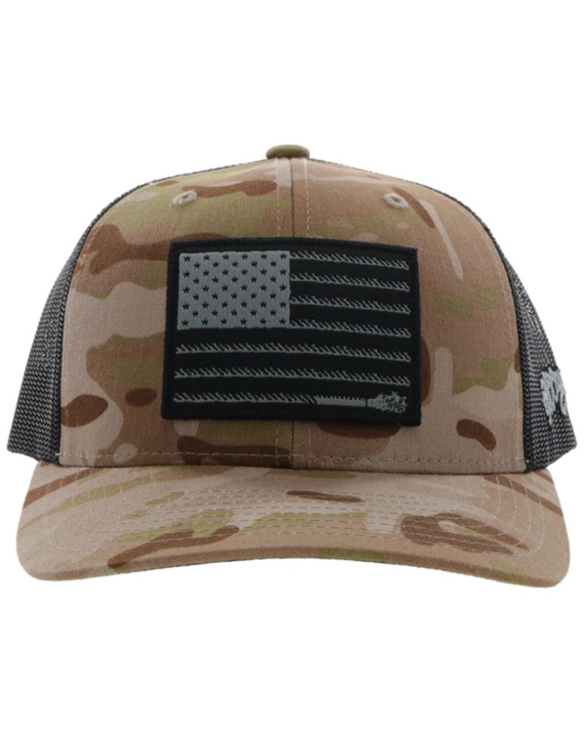 Image #3 - Hooey Men's Camo Liberty Roper Flag Patch Trucker Cap, Tan, hi-res