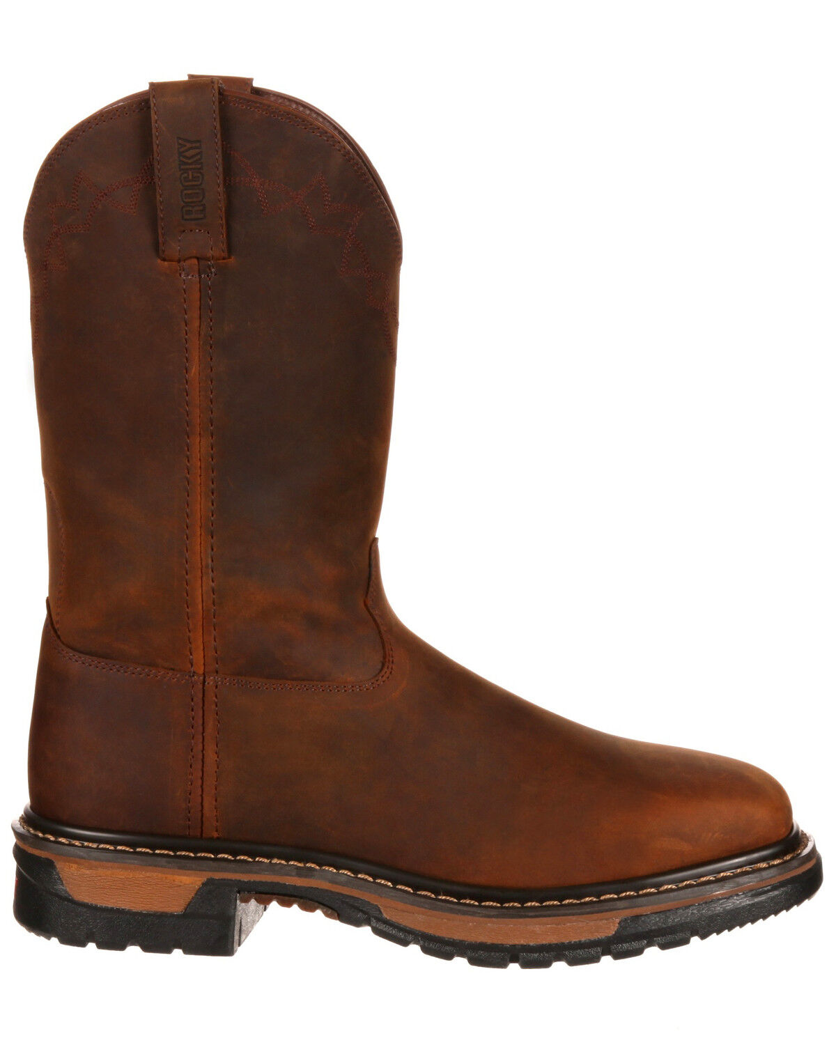 Image #2 - Rocky Men's Original Ride Western Work Boots - Square Toe, Dark Brown, hi-res