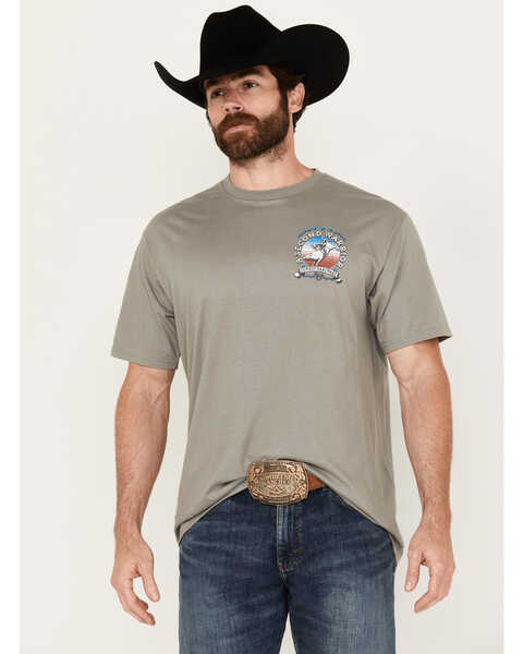 Image #1 - Cowboy Hardware Men's 8 Second Warrior Bull Rider Short Sleeve Graphic T-Shirt, Grey, hi-res
