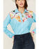 Ranch Dress'n Women's Floral Performance Long Sleeve Snap Rodeo Shirt, Blue, hi-res