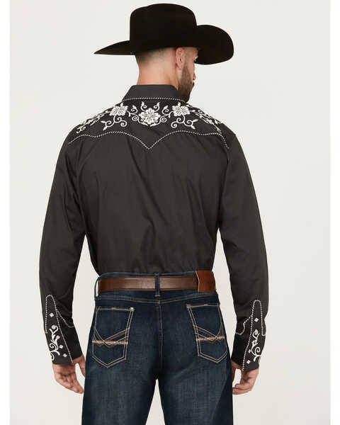 Image #4 - Wrangler Men's Rodeo Embroidered Long Sleeve Snap Western Shirt , Black, hi-res