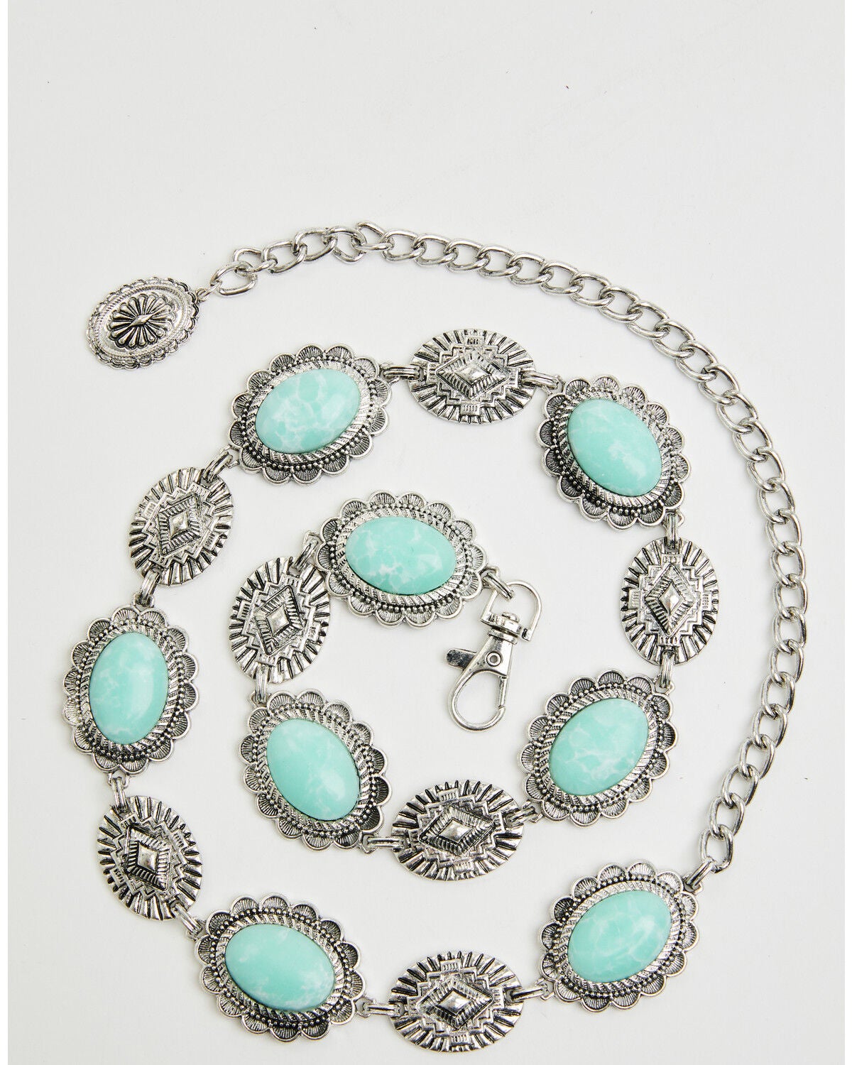 Image #2 - Shyanne Women's Southwestern Stone Chain Belt, Silver, hi-res