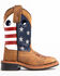 Cody James Boys' USA Flag Western Boots - Broad Square Toe, Brown, hi-res