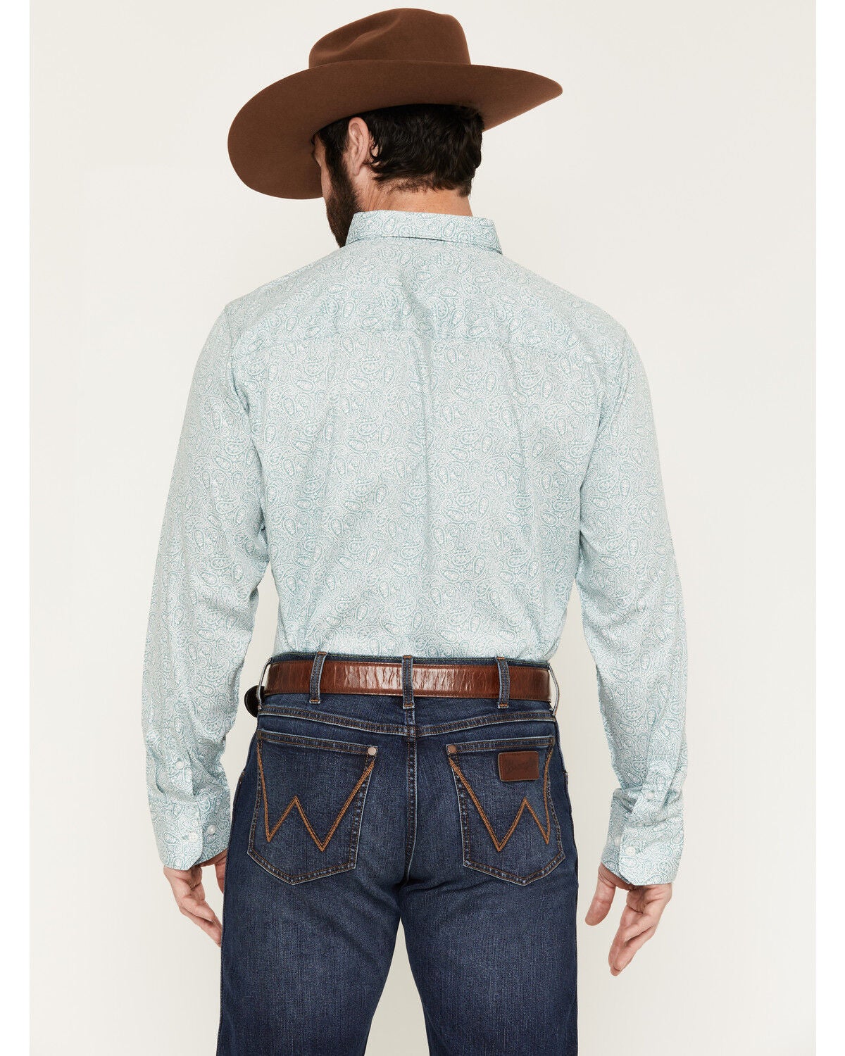 Image #4 - Wrangler X Cody Johnson Men's Paisley Print Long Sleeve Button-Down Western Shirt, Green, hi-res