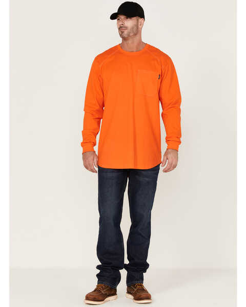 Image #2 - Hawx Men's FR Pocket Long Sleeve Work T-Shirt , Orange, hi-res