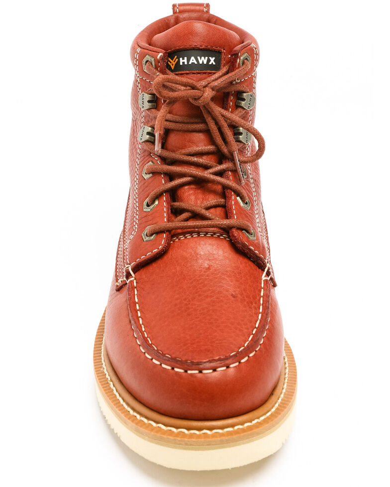 Hawx Men's Grade Moc Wedge Work Boots - Moc Toe, Red, hi-res