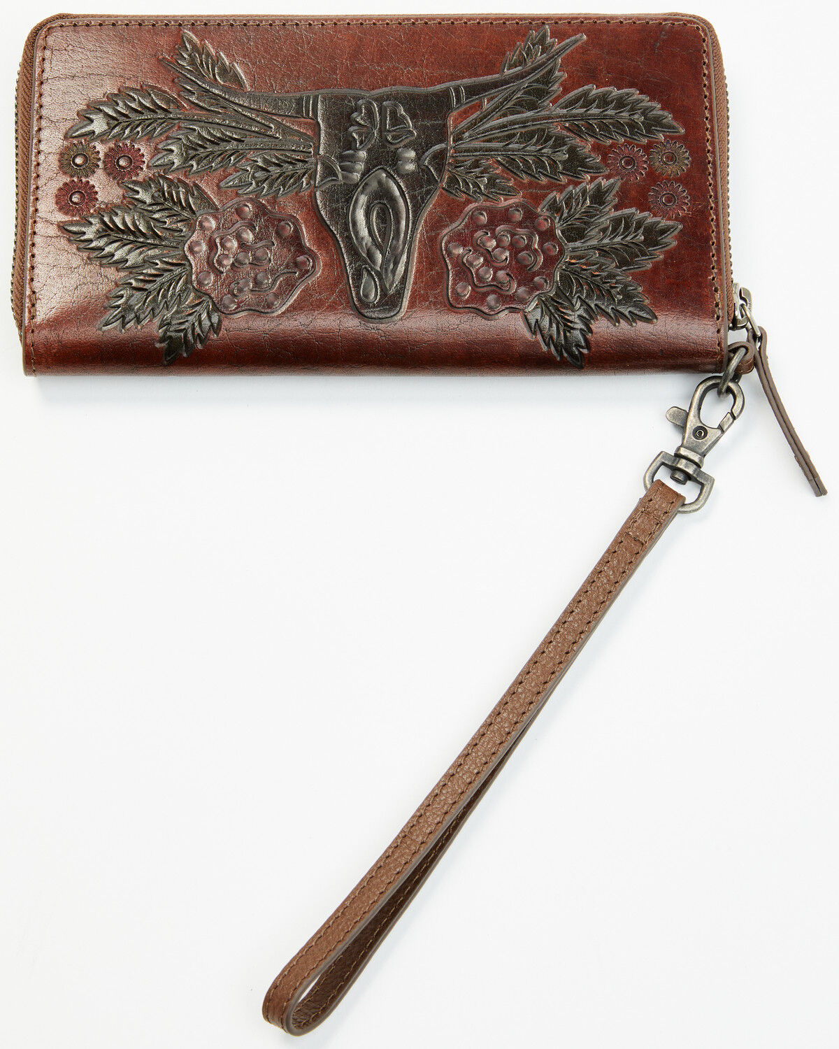Image #3 - Idyllwind Women's Lenora Painted Longhorn Tooled Leather Wallet, Brown, hi-res