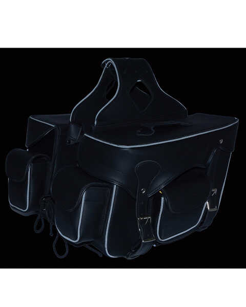 Image #4 - Milwaukee Leather Double Front Pocket Reflective Throw Over Saddle Bag, Black, hi-res