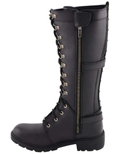 Image #3 - Milwaukee Leather Women’s Jane Combat Style Harness Motorcycle Boots - Round Toe, Black, hi-res