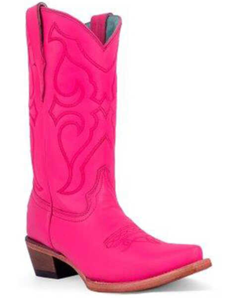 Image #1 - Corral Girls' Embroidered Western Boots - Snip Toe, Fuchsia, hi-res