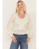 Image #1 - Shyanne Women's Floral Embroidered Chiffon Ruffle Blouse, Off White, hi-res