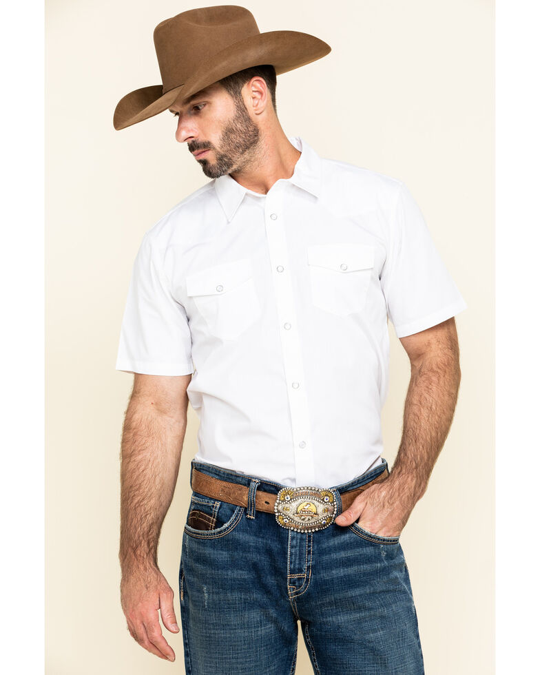 Gibson Trading Co. Men's White Water Solid Short Sleeve Western Shirt, White, hi-res