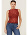 Beyond The Radar Women's Bossa Nova High Neck Sleeveless Lace Blouse, Rust Copper, hi-res