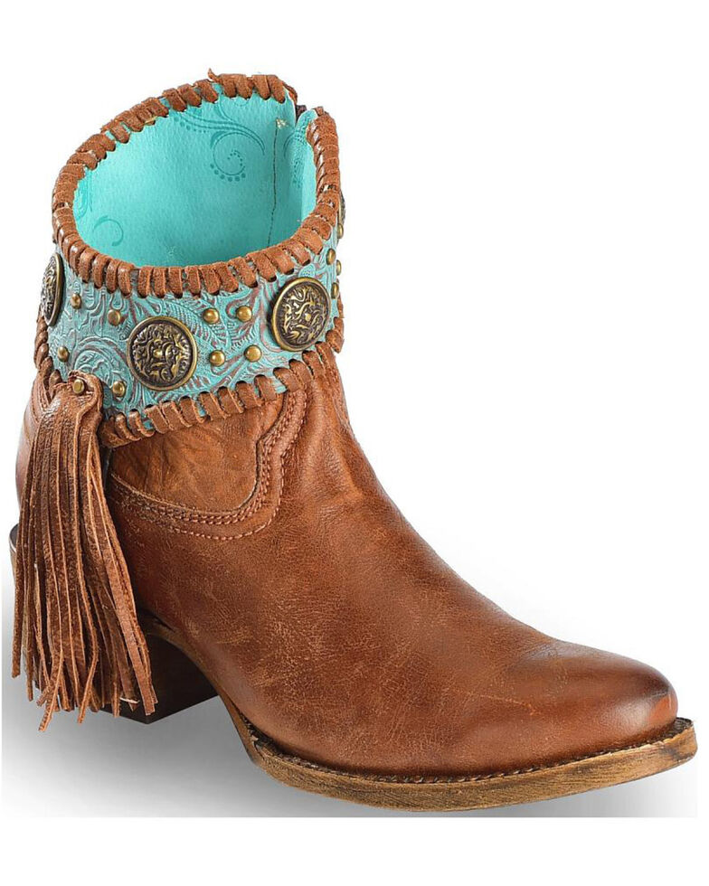 Corral Women's Turquoise Fringe Booties - Round Toe | Sheplers