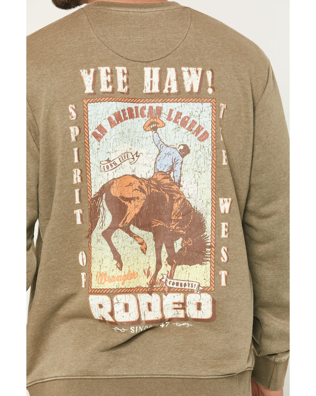 Image #4 - Wrangler Men's Spirit Of The West Graphic Crewneck Sweatshirt, Olive, hi-res