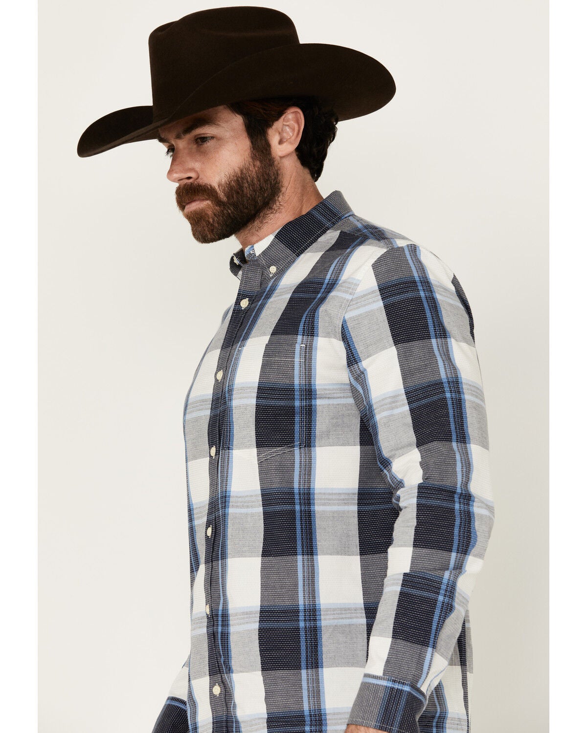 Image #2 - Cody James Men's Gallop Plaid Print Long Sleeve Button-Down Stretch Western Shirt, White, hi-res