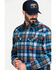 Image #5 - Cody James Men's FR Woven Plaid Print Long Sleeve Button Down Work Shirt, Light Blue, hi-res
