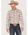 Image #1 - Gibson Men's Picnik Check Plaid Long Sleeve Snap Western Shirt , Cream, hi-res