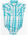Image #1 - Shyanne Infant Girls' Short Sleeve Plaid Print Onesie, Turquoise, hi-res