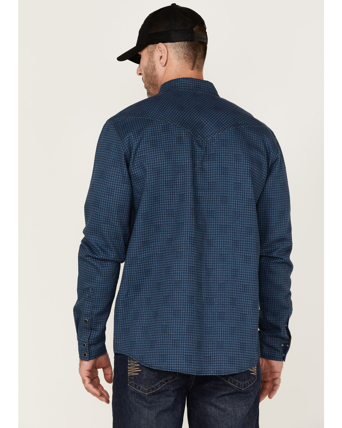 Image #4 - Cody James Men's FR Houndstooth Check Long Sleeve Snap Work Shirt, Medium Blue, hi-res