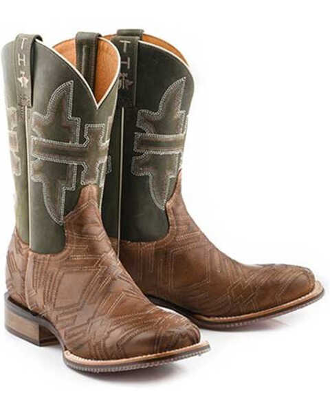 Image #1 - Tin Haul Men's I'm In Stitches Cowboy Heritage Western Boots - Broad Square Toe , Tan, hi-res