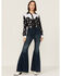 Ranch Dress'n Women's Buckaroo Print Long Sleeve Snap Western Core Shirt , Black, hi-res